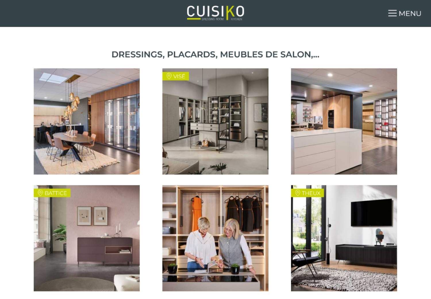 intérieur showroom Cuisiko Liège cuisines contemporaines sur mesure