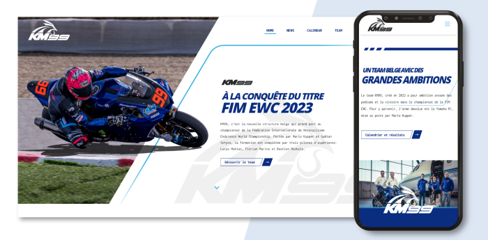 Réalisation du site internet de KM99, structure sportive participant au championnat du monde d'endurance moto