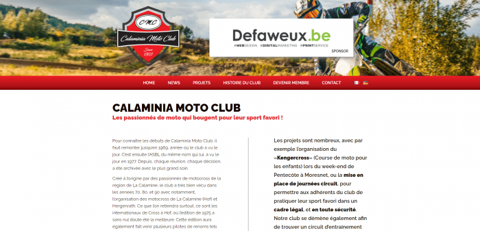 Le site de Calaminia Moto Club créé par l'Agence Web Defaweux